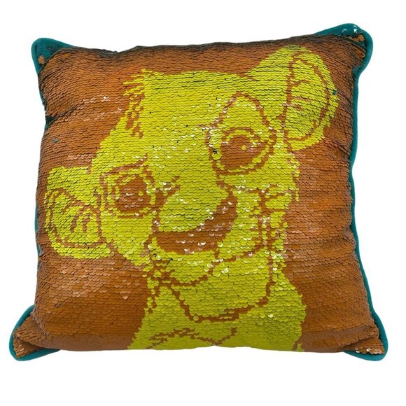 Disney Other - Disney The Lion King Pillow Yellow Orange Sequins Simba Nala